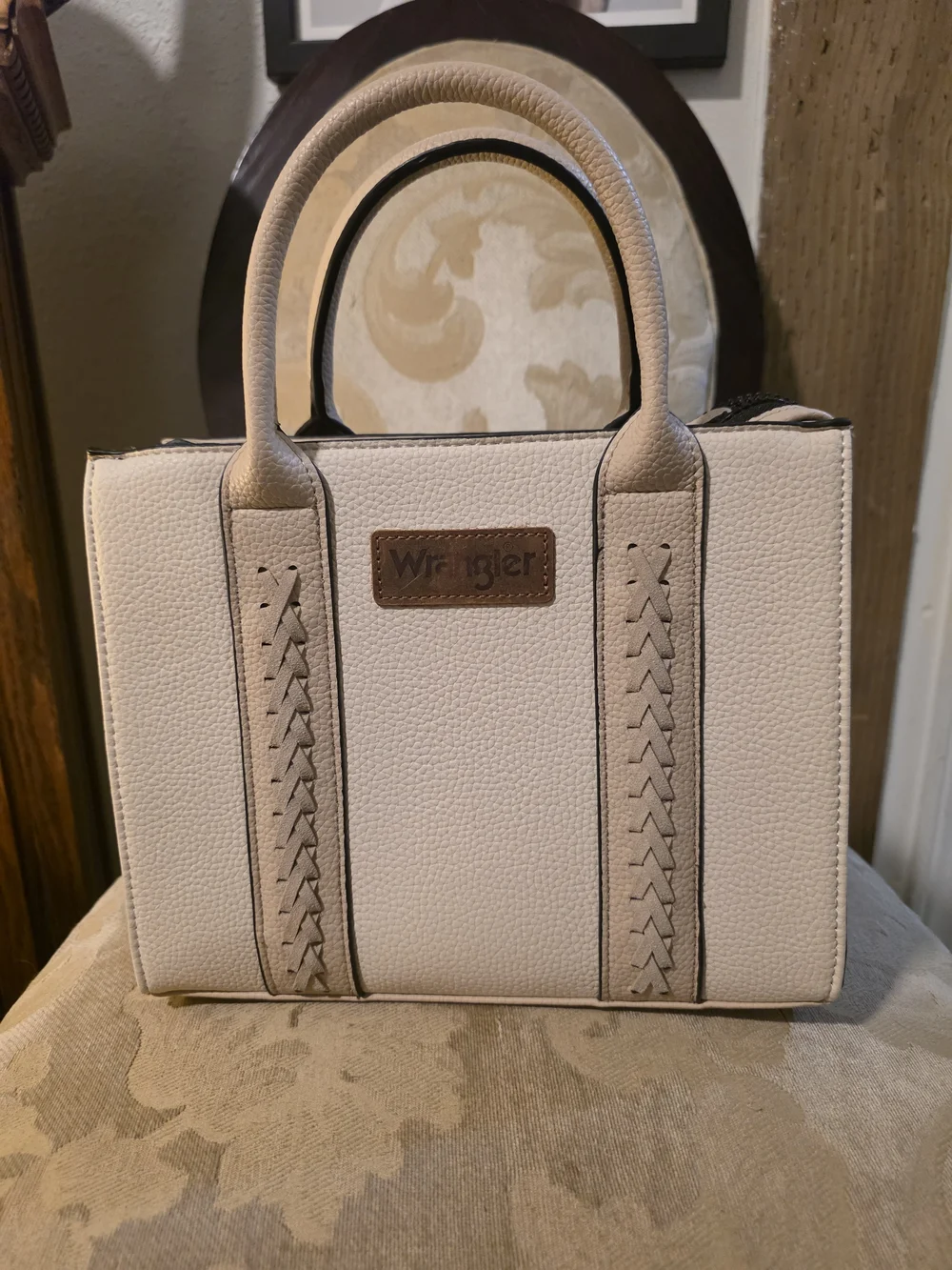 Wrangler Cream Textured Structured Satchel